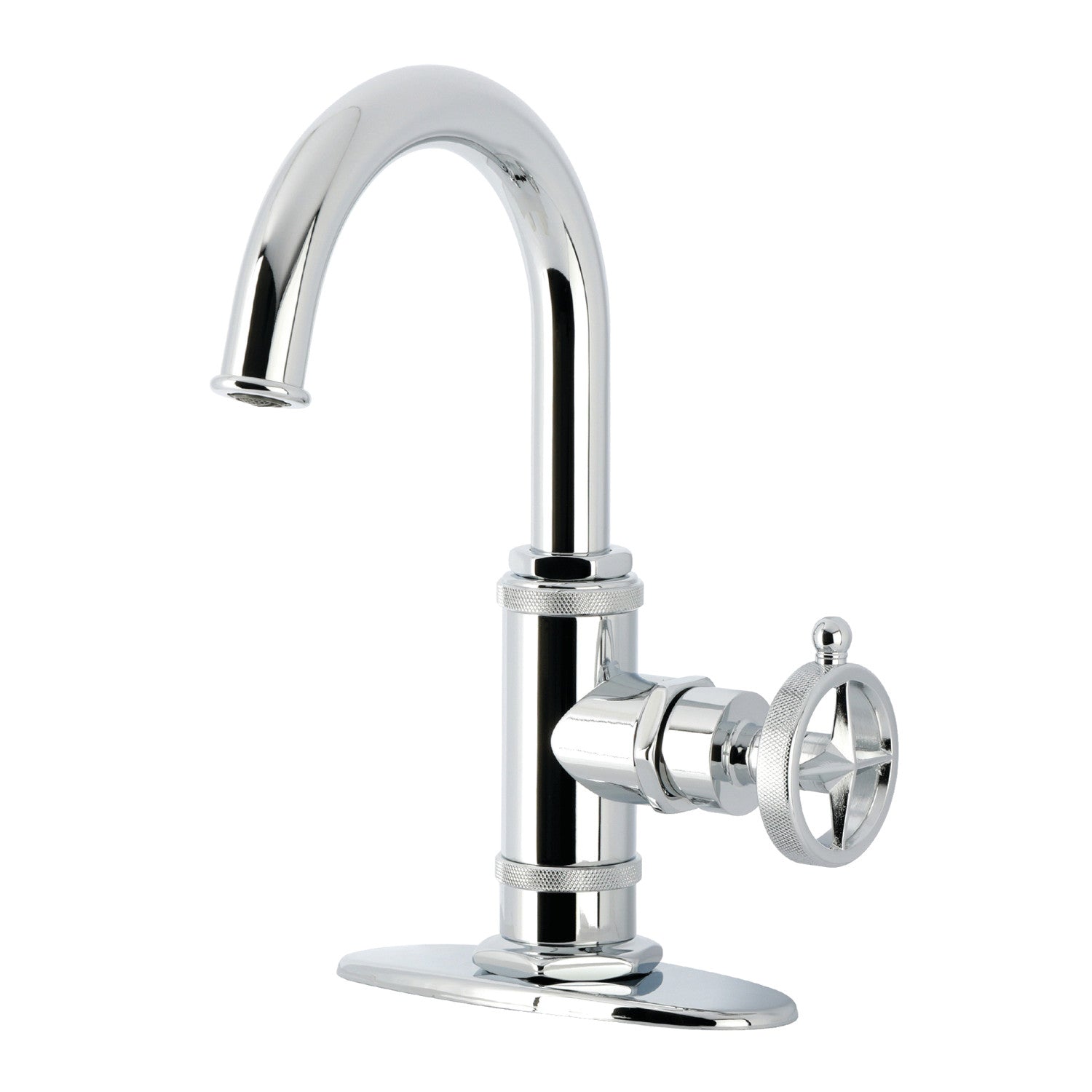 Kingston Sona KSD2211RNK - Levante One-Handle 1-Hole Bathroom Faucet with Deck Plate and Push Pop-Up Drain, Polished Chrome — image 1